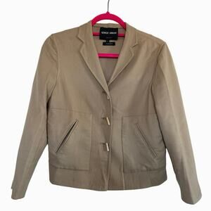 Giorgio Armani Cashmere Blazer Jacket Beige Made in Italy Size 38